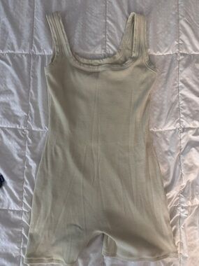 SKIMS Cream Ribbed Scoop-Neck Bodysuit Romper